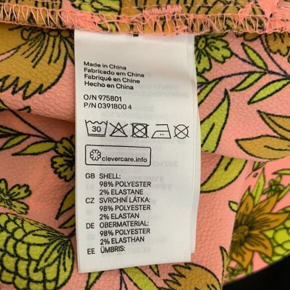 H&M Size 8 V Neck Sleeveless Tie Strap Zip Back Orange Green Gold Shorts Romper - Picture 12 of 12